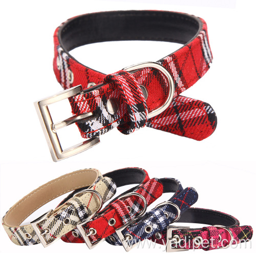 amazon products 2020 Scottish tartan classic red tartan PU leather twill dog chain for pets dog accessories